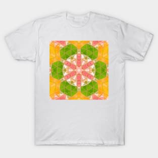 Mosaic Mandala Orange Green and Pink T-Shirt